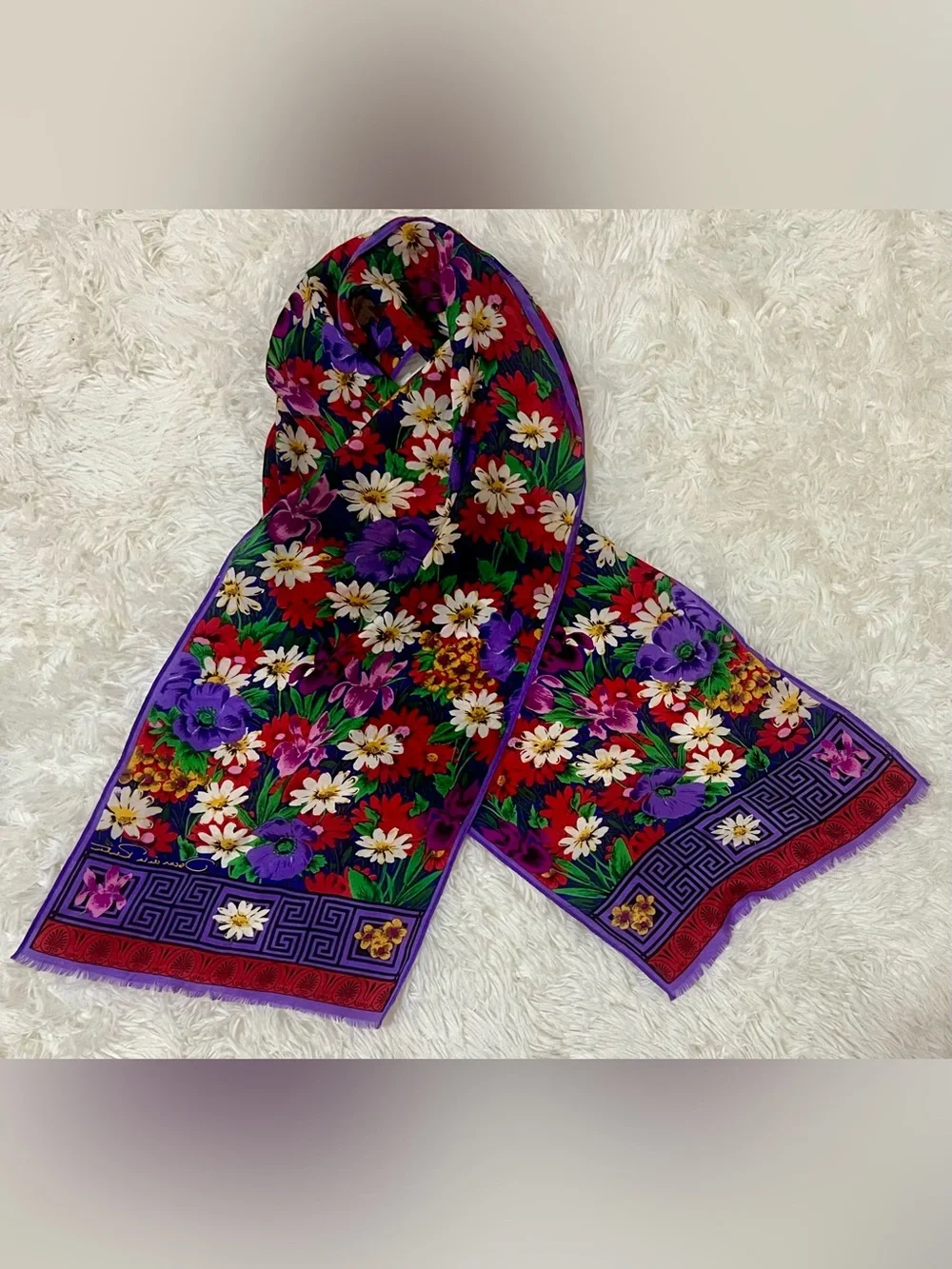 Vintage Oscar de la Renta Floral Silk Scarf